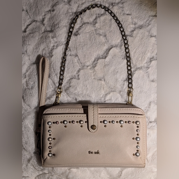 The Sak Handbags - The Sak Iris Studded Leather Smartphone Cream In Excellent Condition!